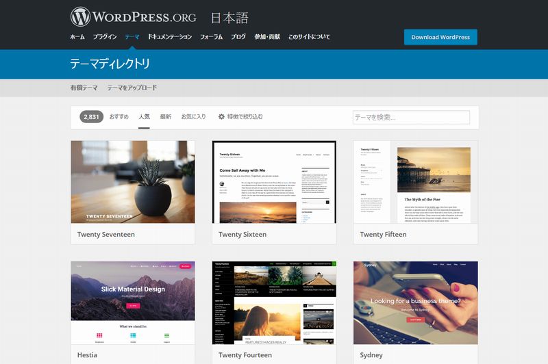 WordPress Official Theme Directory Top